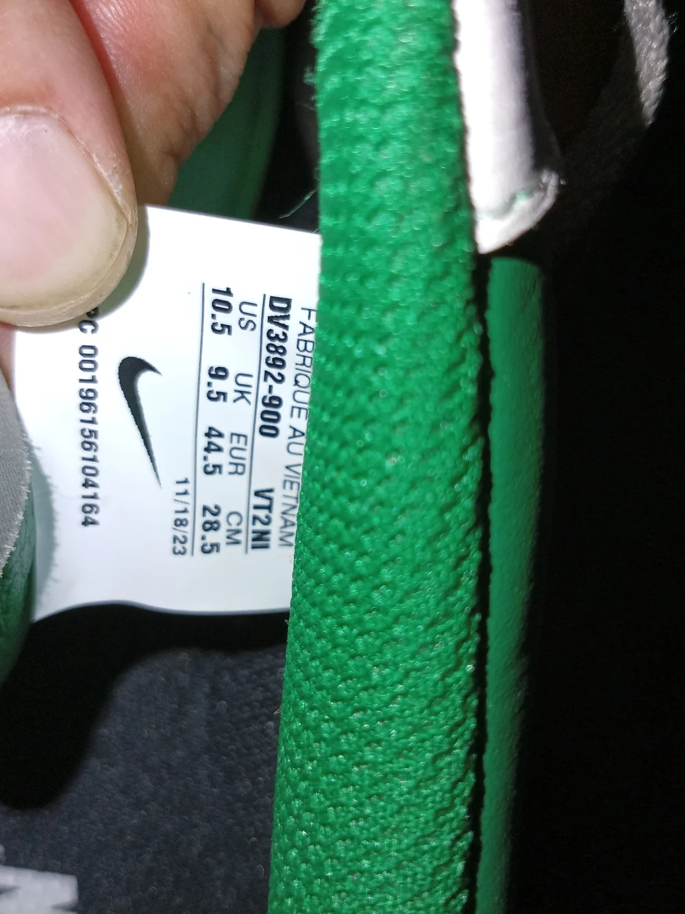 Nike White Sneakers with Green Swoosh and Heel